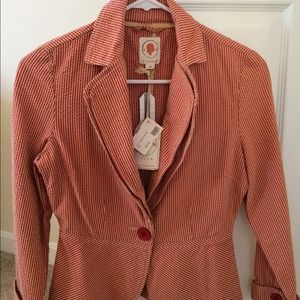 red pinstripe seersucker blazer, brand new