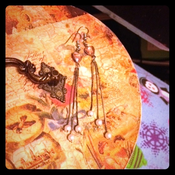 Pink heart dangle earrings