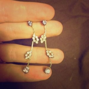 Purple diamond dangle earrings