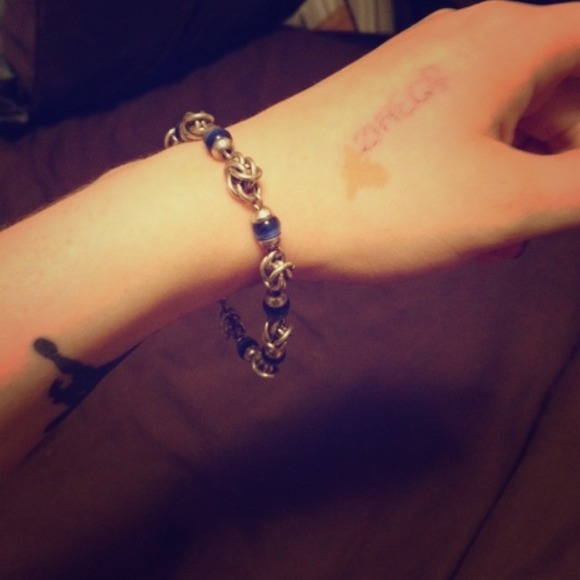 Blue beaded bracelet