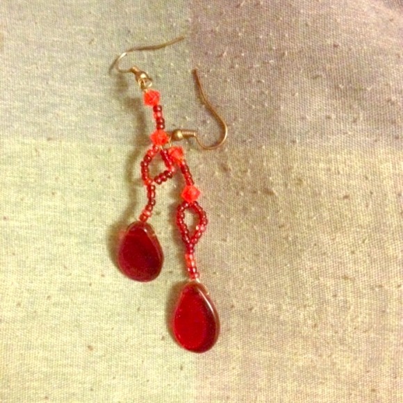 Cute red beaded earrings