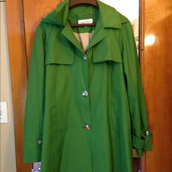Green rain coat