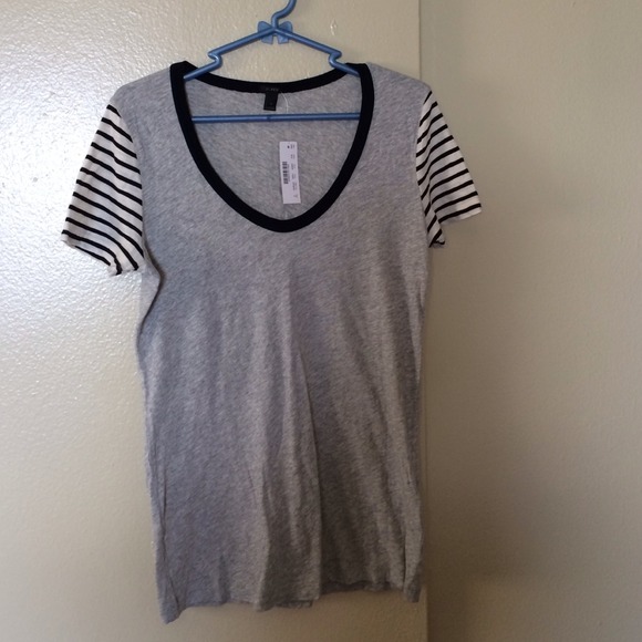 🔴 SOLD J. Crew Vintage Cotton Stripe Sleeve Tee - Picture 3 of 4