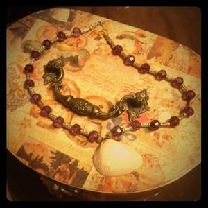 Purple beaded shell necklace