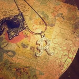 Diamond R necklace
