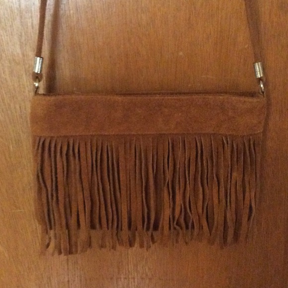 ON HOLD Brown Suede Fringe Crossbody bag