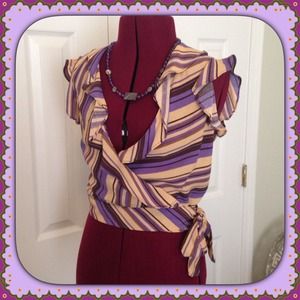 SOLD-Never worn! Ruffled Short Wrap Blouse