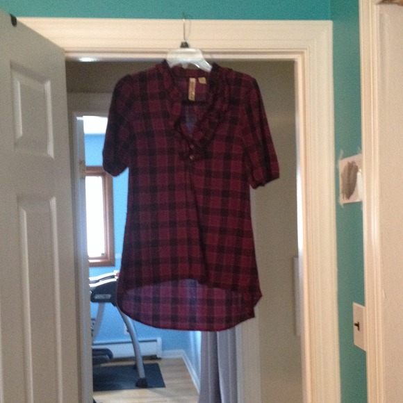 Purple checkered tunic shirt