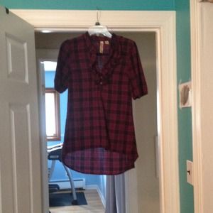 Purple checkered tunic shirt