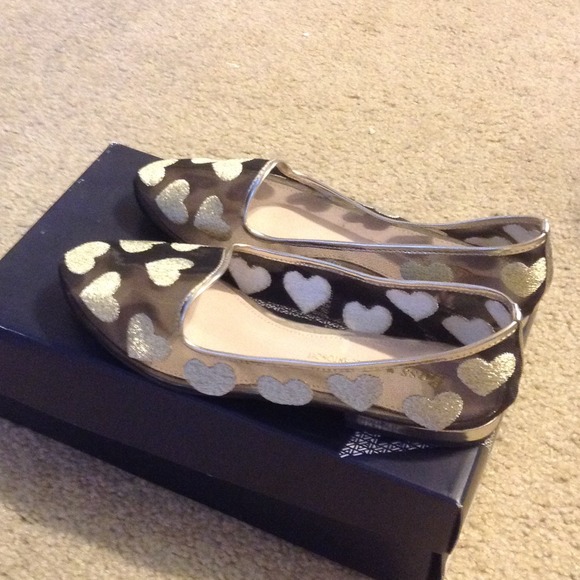 Gatsby see-through black flats with gold heart