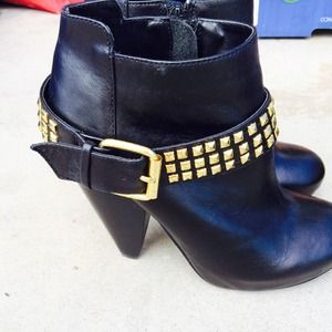 Black studded booties