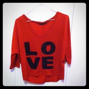 Red LOVE 3/4 length sleeved shirt
