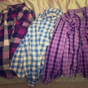 3 plaid long sleeve shirts!!