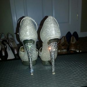 Gold crystal shoes