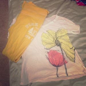 Floral top with yellow sweatpants by pink