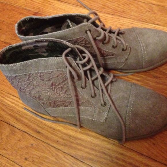 Grey lace booties