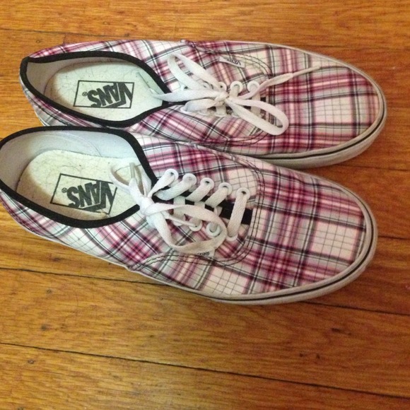 Pink and Black plaid vans