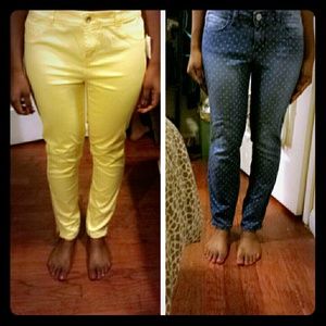 Yellow and Denim polka dot pants