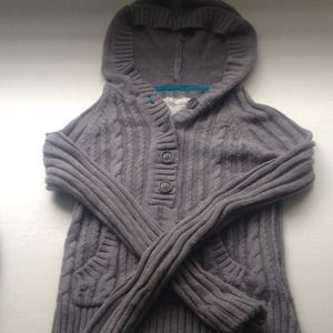 Girls gray button down hooded sweater