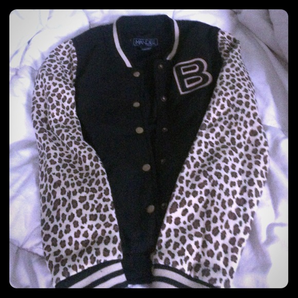 Mandee Cheetah Letterman B Jacket