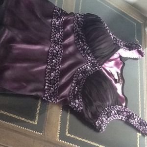 Black evening top with lavender lining