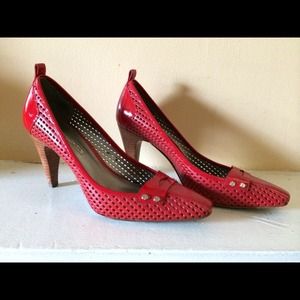 Via Spiga red patent leather pumps