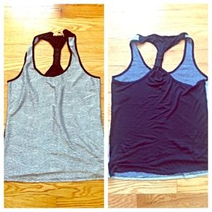 Silver/black racer back tank