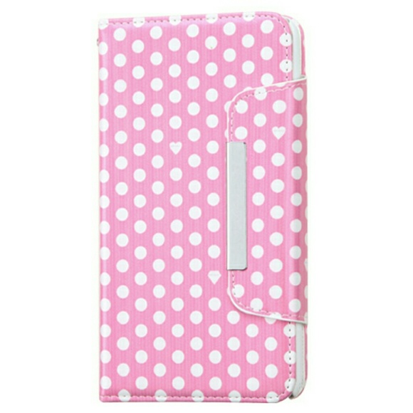 For SAMSUNG NOTE 3 PINK/WHITE Dots Wallet