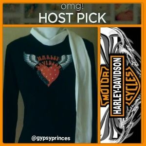 Harley Davidson Crystal Heart Wing Top