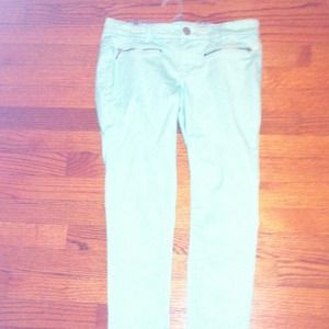 mint green/blue jeans