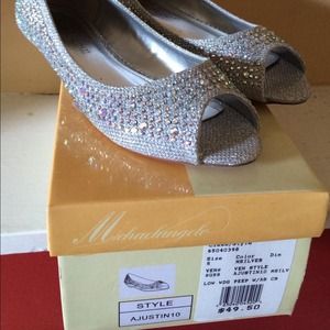 David's Bridal sparkling silver flats