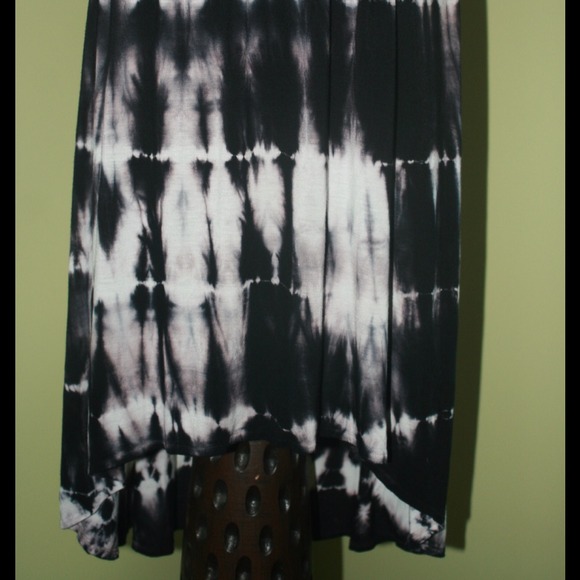 Tie Dye Hi/Low Skirt Black and Tan