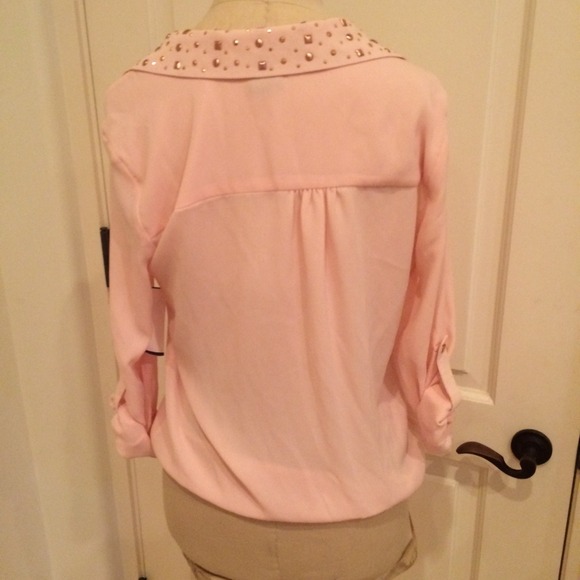 Pink Chiffon Studded Blouse - Picture 3 of 4