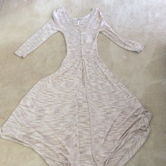 Crochet beige&baby blue dress