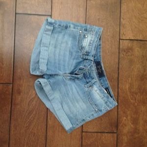 Light wash denim shorts