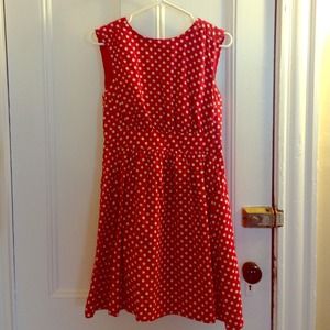 emilyandfin Lucy dress in dark pink w/ polka dots
