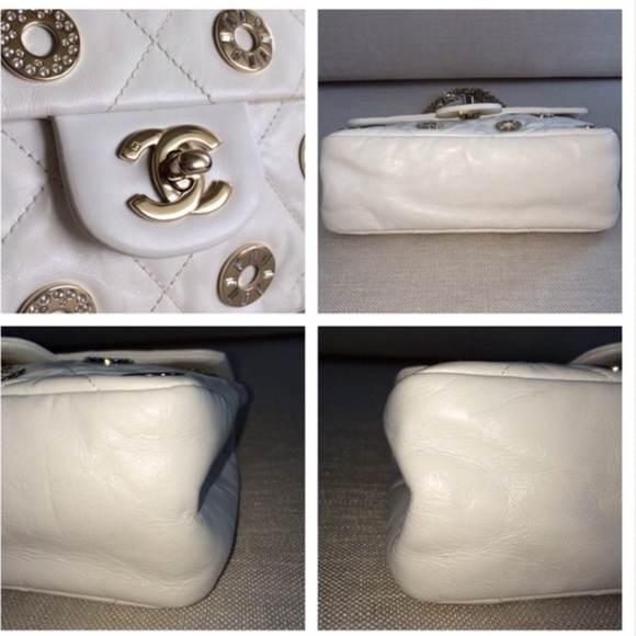 CHANEL White Swarovski Resort Charm Handbag RARE - Picture 5 of 6