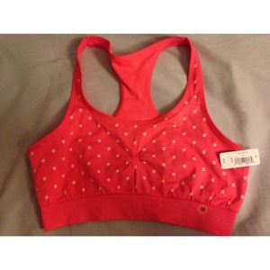 Pink polka dot sports bra