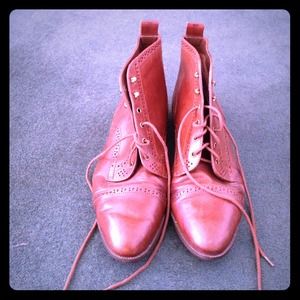 Tan lace-up ankle boots