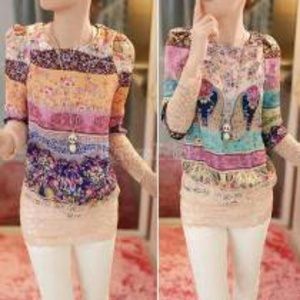 New Retro Lace Long Sleeved Shirt