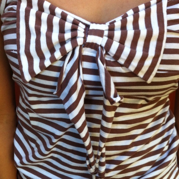 Wet seal brown/white stripe bow spaghetti strap - Picture 2 of 3