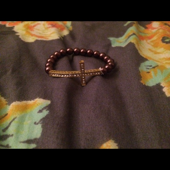 Rhinestone cross bracelet
