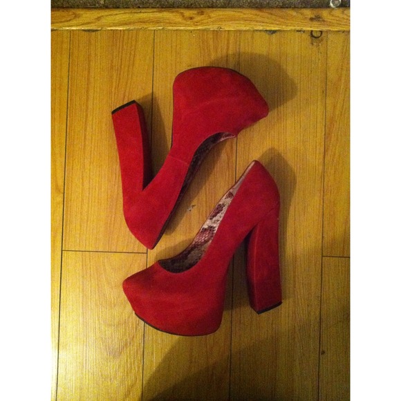 Ruby Red Chunky Platform Heel