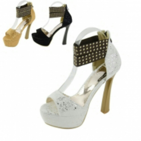 Beige White or Black Studded Heels!