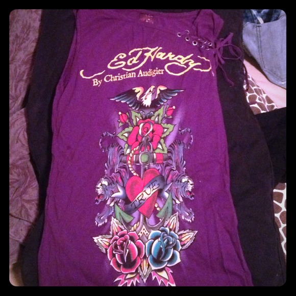 Authentic Ed Hardy sleeveless tee.