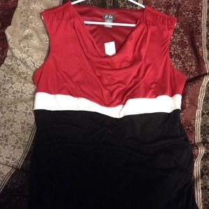 Red white and black shirt