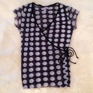 Anthropologie Black & White Polka Dotted Top