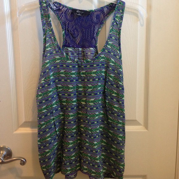 SOLD Silky soft tribal tank with crochet back