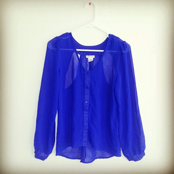 Sheer cobolt blue blouse