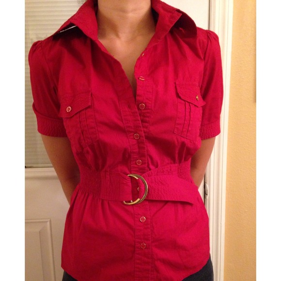 Red collared shirt